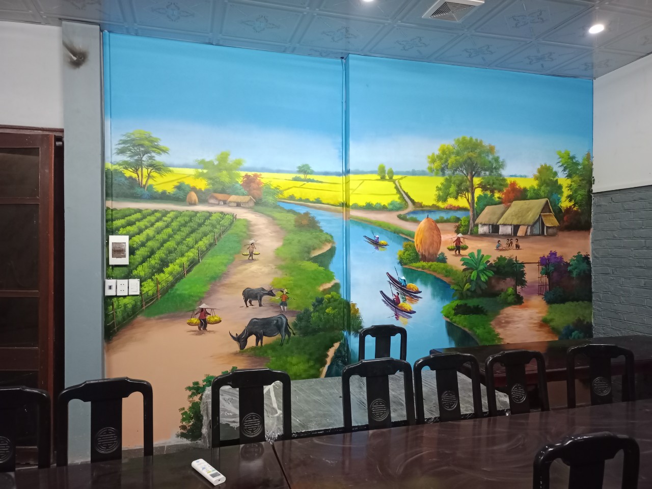 Tranh Tường Nhà Hàng,Cảnh Đồng Quê