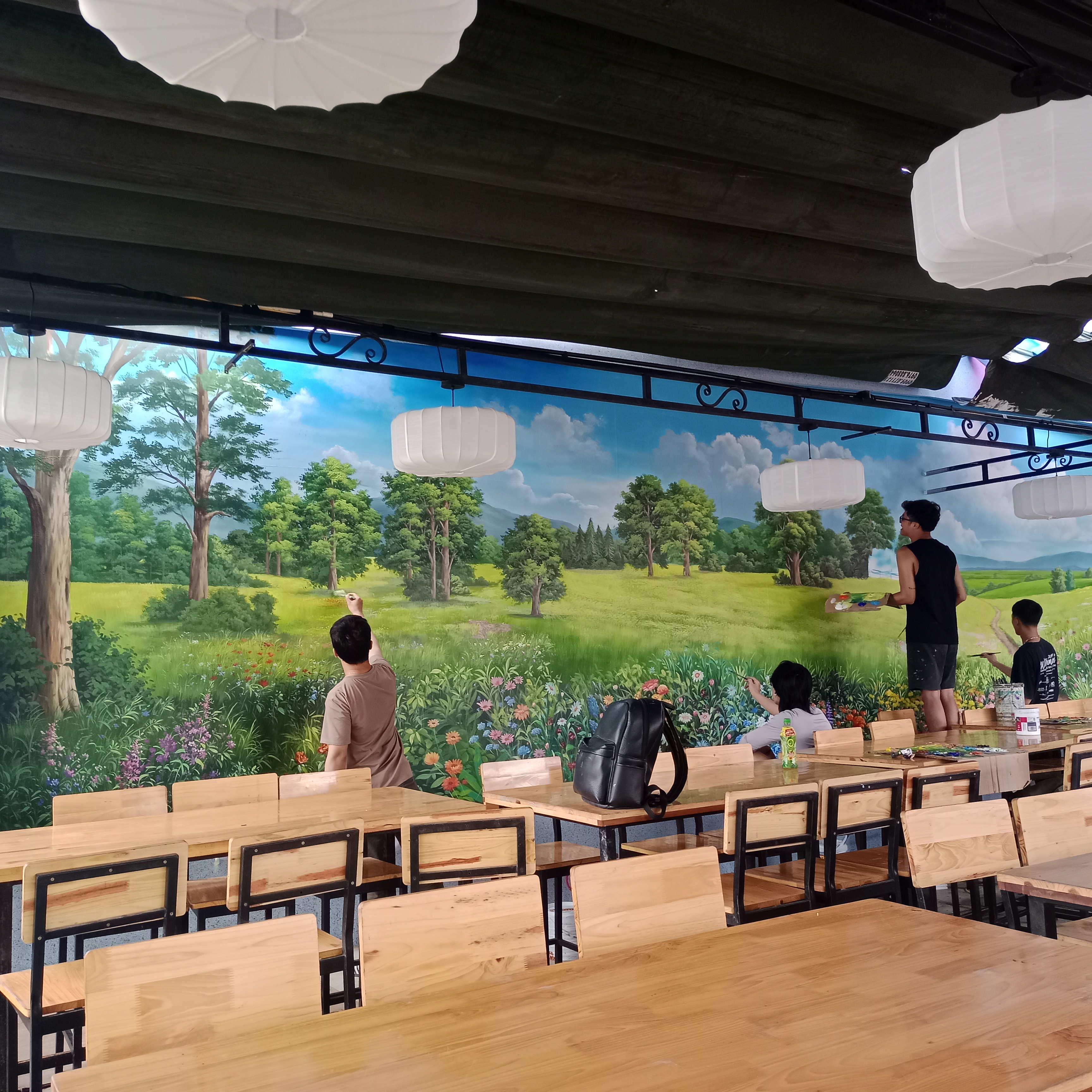 Vẽ tranh phong cảnh,tranh tường trang trí nhà hàng