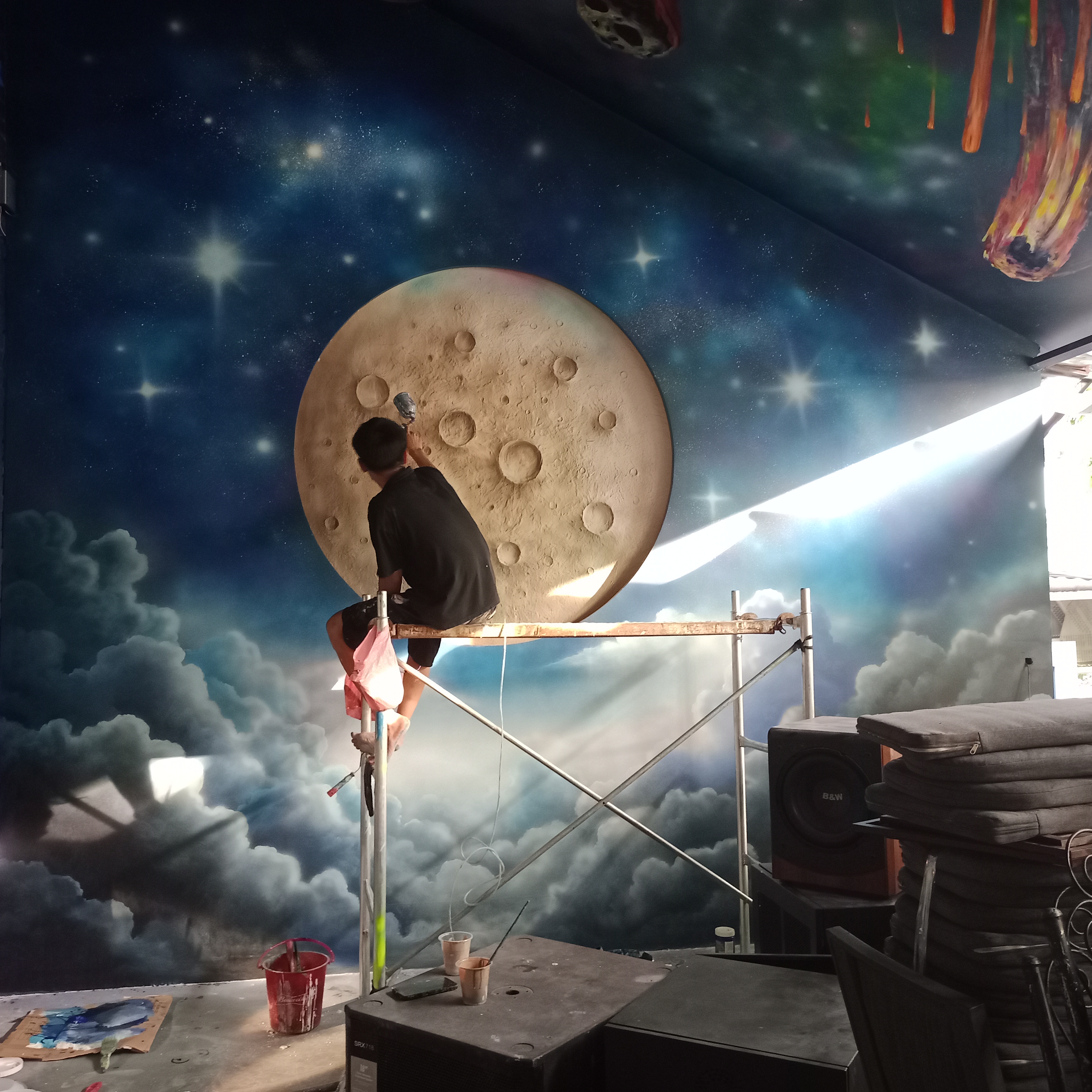 Tranh Tường Nhà Hàng,Đắp Mặt Trăng